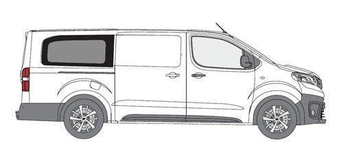 Takasivuikkuna, oikea, vihre&auml;, Expert / Jumpy / Proace / Scudo / Vivaro (L3, 5308mm)
