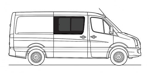 Sivuikkuna, oikea, tumma, liukuluukulla, Crafter / Sprinter, 2006-> (L2/L3/L4)
