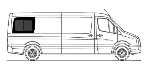 Takasivuikkuna, oikea, tumma, liukuluukulla, Crafter / Sprinter, 2006-> (L3/L4)
