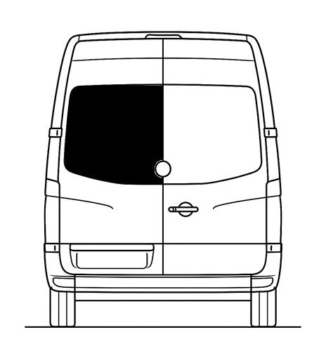 Takaoven ikkuna, vasen, tumma, Crafter / Sprinter, 2006-2018 (py&ouml;re&auml;lle merkille)