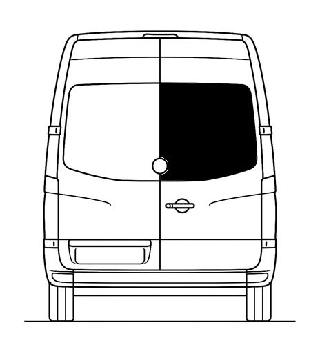 Takaoven ikkuna, oikea, tumma, Crafter / Sprinter, 2006-2018 (py&ouml;re&auml;lle merkille)