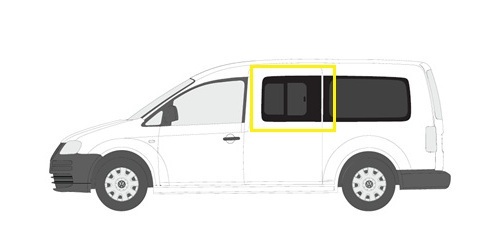 Sivuikkuna, vasen, tumma, Ford Transit Connect / VW Caddy