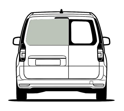 Takaoven ikkuna, vasen, vihre&auml;, Ford Transit Connect / VW Caddy