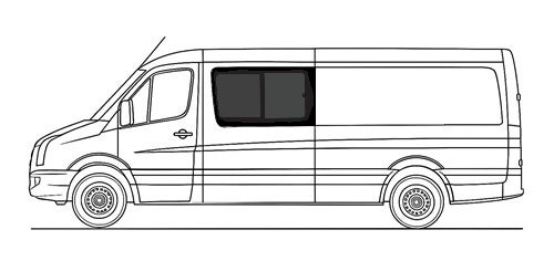 Sivuikkuna, vasen, tumma, liukuluukulla, Crafter / Sprinter, 2006-> (L2/L3/L4)