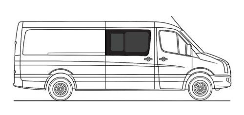 Sivuikkuna, oikea, tumma, tasaisella takaa eteen liukuvalla luukulla, Crafter / Sprinter, 2006-> (L2/L3/L4)