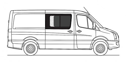 Sivuikkuna, oikea, tumma, hyttysverkollisella liukuluukulla, Crafter / Sprinter, 2006-> (L2/L3/L4)