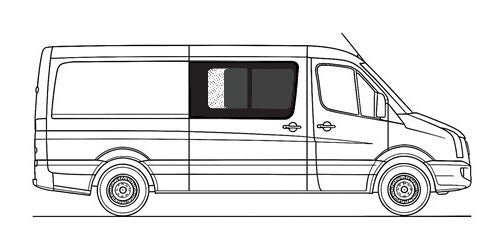 Sivuikkuna, oikea, tumma, hyttysverkollisella liukuluukulla, Crafter / Sprinter, 2006-> (L2/L3/L4)