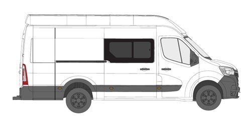 Sivuikkuna, oikea, tumma, liukuluukulla, NV-400 / Interstar / Master / Movano, (L2/L3/L4, liukuoveen)