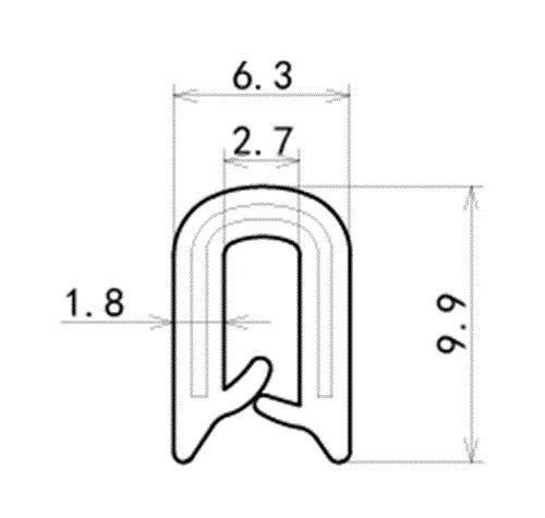 U-uralista, 2mm ura, 10mm korkeus