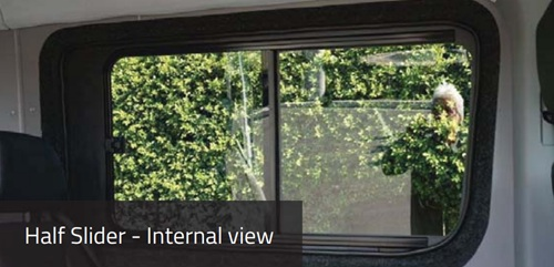 Sivuikkuna, vasen, tumma, liukuluukulla, Crafter / Sprinter, 2006-> (L2/L3/L4)