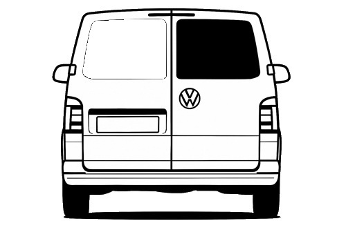 Takaoven ikkuna, oikea, tumma, l&auml;mmityslangoilla, VW, T5/6